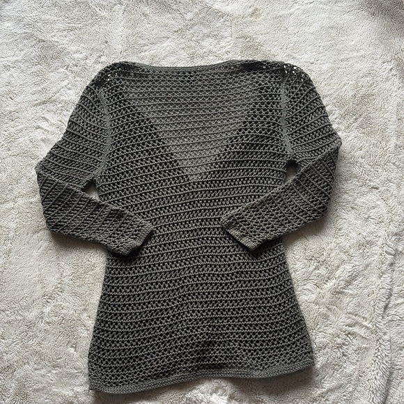 Eddie Bauer Crochet Knit Button-Up Top | Boho Coastal Grandma Core Size Medium - Picture 5 of 6